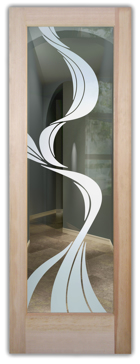 Front Door with a Frosted Glass Ribbon Reflection  Geometric Design for Not Private by Sans Soucie Art Glass