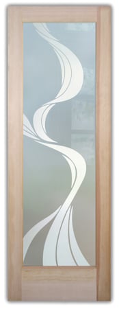 Pantry Door with a Frosted Glass Ribbon Reflection  Geometric Design for Private by Sans Soucie Art Glass