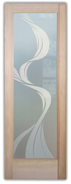 Interior Door with a Frosted Glass Ribbon Reflection  Geometric Design for Private by Sans Soucie Art Glass