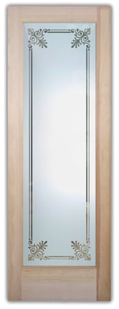 Pantry Door featuring a Frosted Glass Traditional Design Sandblast Etched Glass Rochelle Design by Sans Soucie