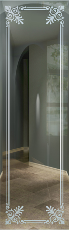 Door Glass Insert featuring a Frosted Glass Traditional Design Sandblast Etched Glass Rochelle Design by Sans Soucie