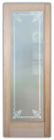 Interior Door featuring a Frosted Glass Traditional Design Sandblast Etched Glass Rochelle Design by Sans Soucie
