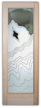 Not Private Front Door with Sandblast Etched Glass Art by Sans Soucie Featuring Rugged Retreat Abstract Design