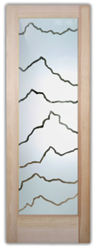 Semi-Private Interior Door with Sandblast Etched Glass Art by Sans Soucie Featuring Serrated Abstract Design