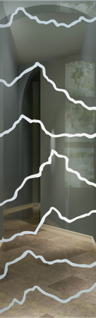 Interior Glass Insert showcasing a Frosted Glass Abstract Design with Sandblast Etched Glass Art by Sans Soucie Serrated Design