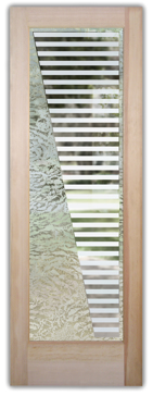 Art Glass Front Door Featuring Sandblast Frosted Glass by Sans Soucie for Semi-Private with Geometric Sleek Bands Design