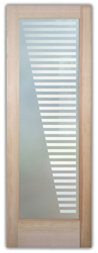 Art Glass Front Door Featuring Sandblast Frosted Glass by Sans Soucie for Private with Geometric Sleek Bands Design