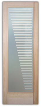 Art Glass Interior Door Featuring Sandblast Frosted Glass by Sans Soucie for Private with Geometric Sleek Bands Design