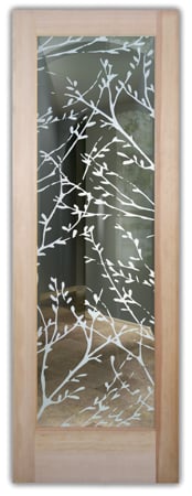 Front Door showcasing a Frosted Glass Patterns Design with Sandblast Etched Glass Art by Sans Soucie Spring Sprigs Design