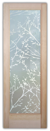 Front Door showcasing a Frosted Glass Patterns Design with Sandblast Etched Glass Art by Sans Soucie Spring Sprigs Design