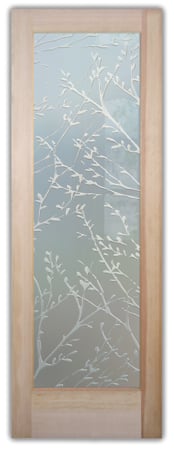 Interior Door showcasing a Frosted Glass Patterns Design with Sandblast Etched Glass Art by Sans Soucie Spring Sprigs Design
