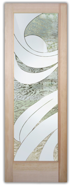 Front Door with a Frosted Glass Streamers Geometric Design for Semi-Private by Sans Soucie Art Glass