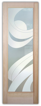 Front Door with a Frosted Glass Streamers Geometric Design for Private by Sans Soucie Art Glass
