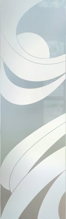 Door Glass Insert with a Frosted Glass Streamers Geometric Design for Semi-Private by Sans Soucie Art Glass
