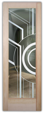 Art Glass Front Door Featuring Sandblast Frosted Glass by Sans Soucie for Not Private with Geometric Sun Odyssey Design