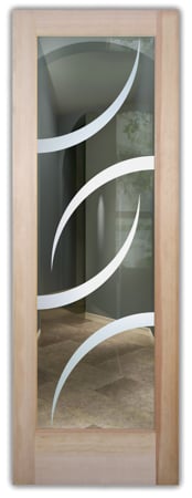 Front Door with a Frosted Glass Swift Geometric Design for Semi-Private by Sans Soucie Art Glass