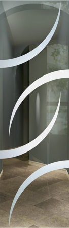 Door Glass Insert with a Frosted Glass Swift Geometric Design for Semi-Private by Sans Soucie Art Glass