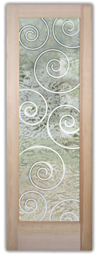 Front Door with a Frosted Glass Swirls Geometric Design for Semi-Private by Sans Soucie Art Glass