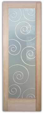 Interior Door with a Frosted Glass Swirls Geometric Design for Private by Sans Soucie Art Glass