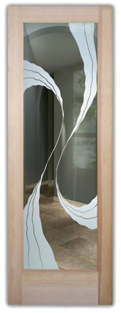 Front Door with a sandblast Frosted Glass Abstract Design Custom-Designed Decorative Etched Glass
