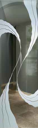 Door Glass Insert with a sandblast Frosted Glass Abstract Design Custom-Designed Decorative Etched Glass
