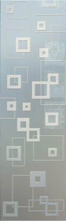 Interior Glass Insert featuring Frosted Glass Design Etched Glass by Sans Soucie Art Glass with Custom Geometric Design Synergy