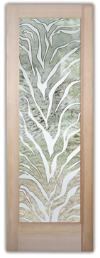 Interior Door with Frosted Glass Wildlife Tiger Stripes Design by Sans Soucie
