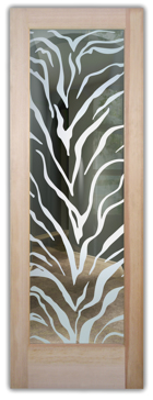 Entry Door with Frosted Glass Wildlife Tiger Stripes Design by Sans Soucie