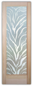 Interior Door with Frosted Glass Wildlife Tiger Stripes Design by Sans Soucie