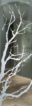 Art Glass Entry Insert Featuring Sandblast Frosted Glass by Sans Soucie for Not Private with Trees Tree Branches Design