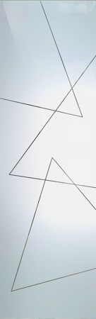 Interior Glass Insert featuring Frosted Glass Design Etched Glass by Sans Soucie Art Glass with Custom Geometric Design Triangles Pinstripe
