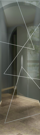 Door Glass Insert featuring Frosted Glass Design Etched Glass by Sans Soucie Art Glass with Custom Geometric Design Triangles Pinstripe
