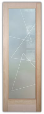 Handcrafted Etched Glass Front Door by Sans Soucie Art Glass with Custom Geometric Design Called Triangles Pinstripe Creating Private