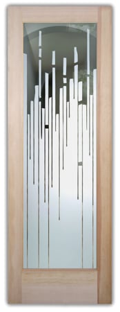 Front Door showcasing a Frosted Glass Geometric Design with Sandblast Etched Glass Art by Sans Soucie Trickle Design