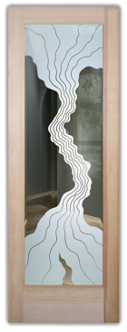 Art Glass Front Door Featuring Sandblast Frosted Glass by Sans Soucie for Not Private with Abstract Triptic Wave Design