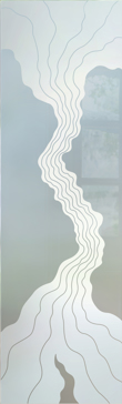 Art Glass Interior Insert Featuring Sandblast Frosted Glass by Sans Soucie for Private with Abstract Triptic Wave Design