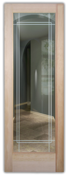 Handmade Sandblasted Frosted Glass Front Door for Not Private Featuring a Borders Design Ultra Border by Sans Soucie
