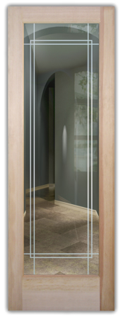 Front Door featuring a Frosted Glass Borders Design Sandblast Etched Glass Ultra Border Design by Sans Soucie