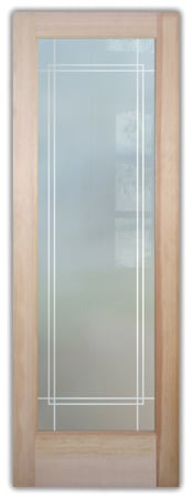 Interior Door featuring a Frosted Glass Borders Design Sandblast Etched Glass Ultra Border Design by Sans Soucie
