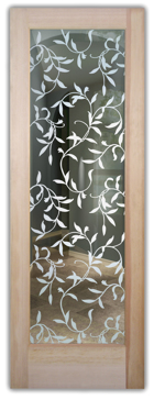 Handmade Sandblasted Frosted Glass Interior Door for Not Private Featuring a Foliage Design Vines by Sans Soucie