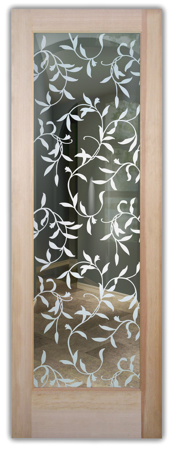 Front Door featuring a Frosted Glass Foliage Design Sandblast Etched Glass Vines Design by Sans Soucie