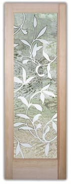 Front Door with a Frosted Glass Vines Large Foliage Design for Semi-Private by Sans Soucie Art Glass