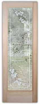 Handcrafted Etched Glass Interior Door by Sans Soucie Art Glass with Custom Grapes & Ivy Design Called Vineyard Grapes Cascade Creating Semi-Private