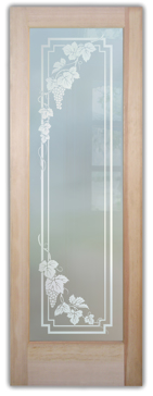 Handmade Sandblasted Frosted Glass Front Door for Private Featuring a Grapes & Ivy Design Vineyard Grapes Cascade Pair by Sans Soucie