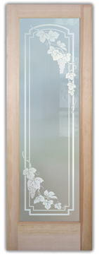 Handmade Sandblasted Frosted Glass Entry Door for Private Featuring a Grapes & Ivy Design Vineyard Grapes Cascade Arched stepped corners by Sans Soucie