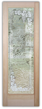 Handmade Sandblasted Frosted Glass Interior Door for Semi-Private Featuring a Grapes & Ivy Design Vineyard Grapes Garland by Sans Soucie