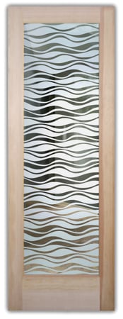 Front Door featuring Frosted Glass Design Etched Glass by Sans Soucie Art Glass with Custom Patterns Design Wavy