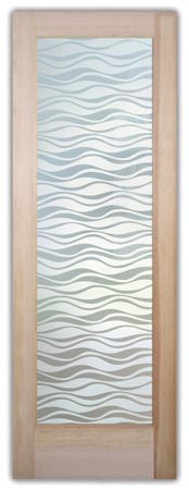 Interior Door featuring Frosted Glass Design Etched Glass by Sans Soucie Art Glass with Custom Patterns Design Wavy