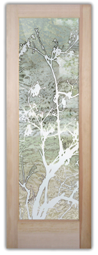 Front Door with Frosted Glass Asian Wild Cherry Design by Sans Soucie