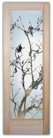 Interior Door with Frosted Glass Asian Wild Cherry Design by Sans Soucie